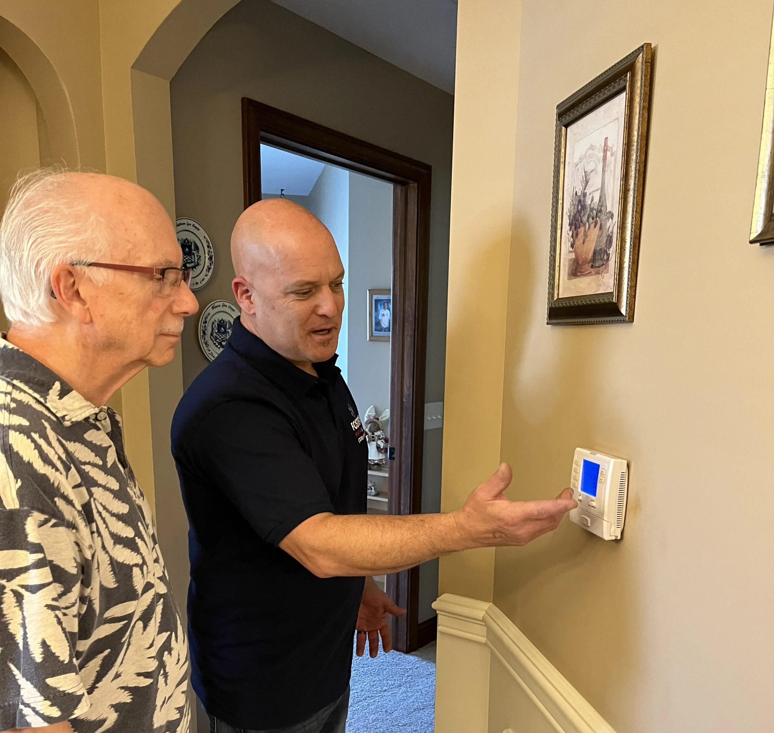 Professional HVAC technician performing heating and air conditioning repair service